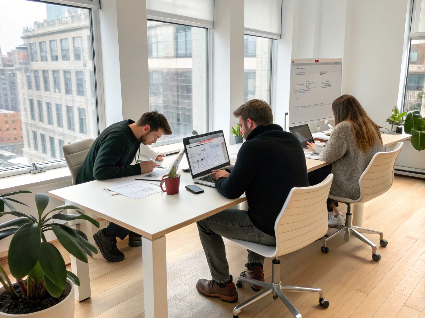 WebAndThat design team collaborating on website layouts at their Manchester studio